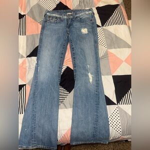 True Religion Blue Flare Wide Leg Jeans